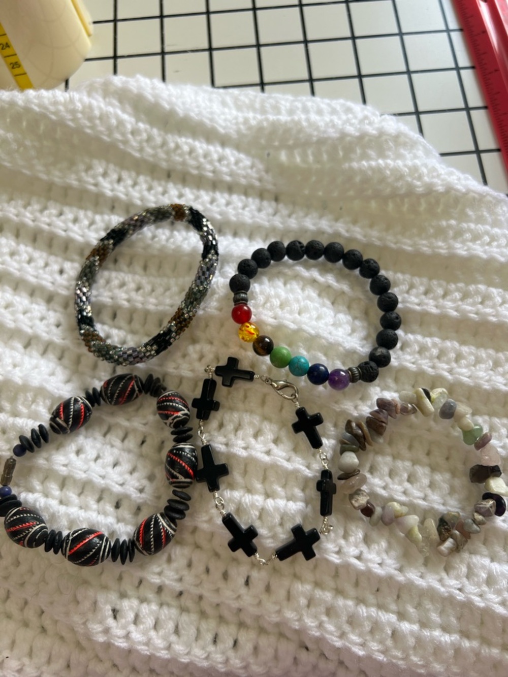 Assorted Beaded Bracelets Bundle - Black, Multicolor, Natural Stone